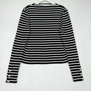 J Crew Top Womens XL Vintage Rib‎ Split Neck Shirt Gold Tone Buttons Stripe Lady